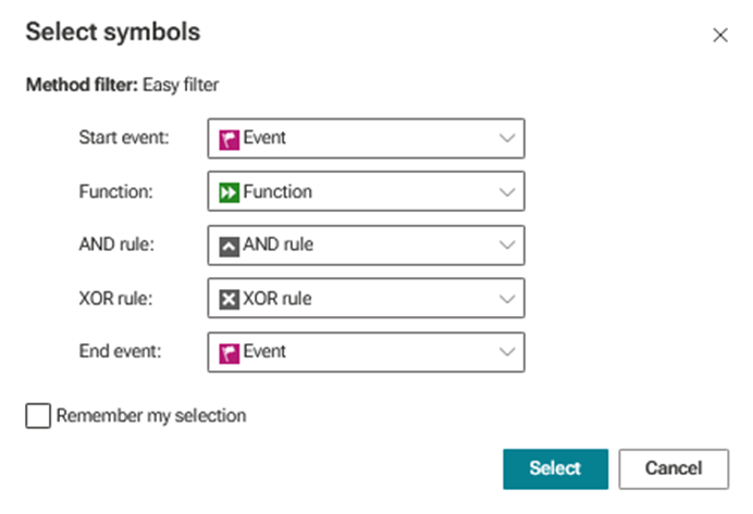 Select symbols