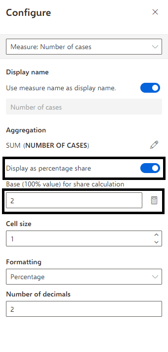 percentage share settings
