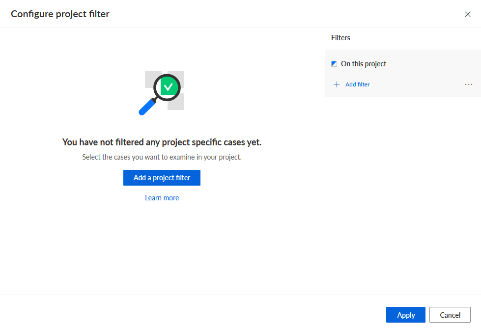 Configure project filter