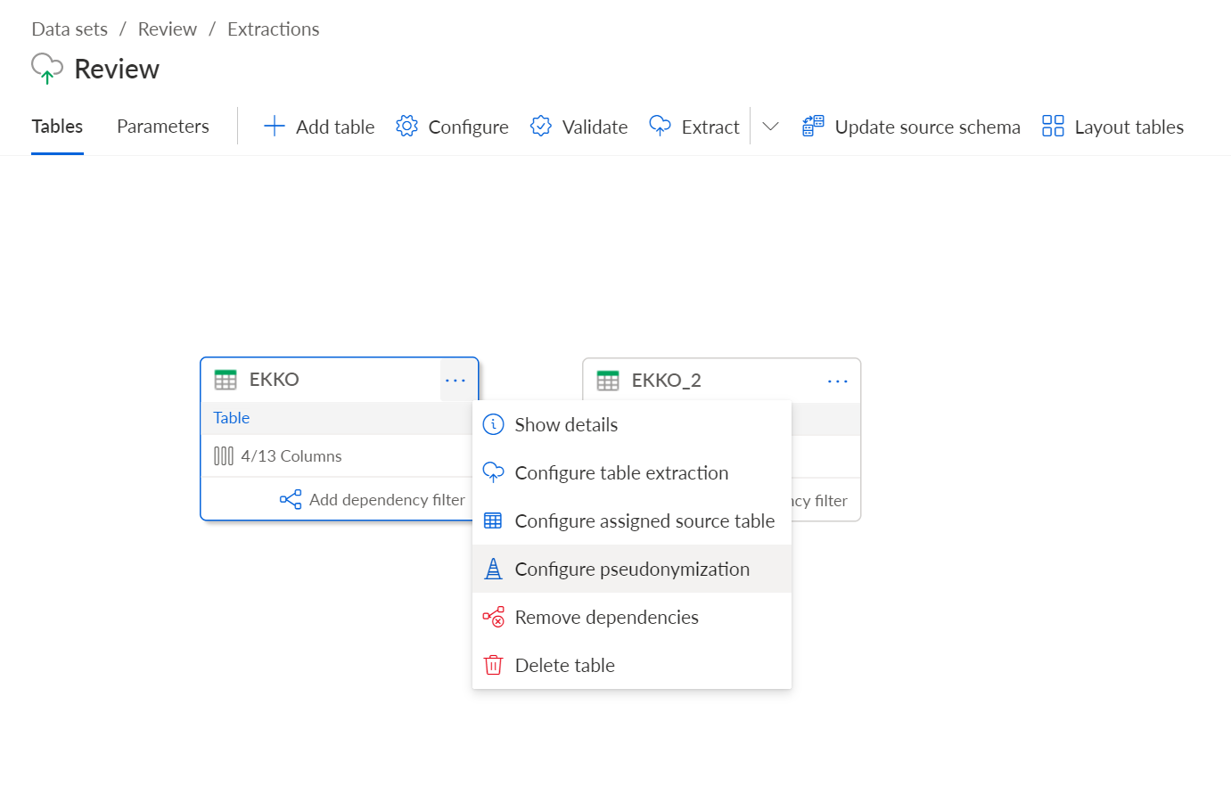 Pseudonymize extracted data