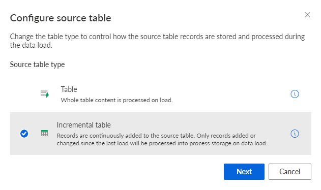 Change table type