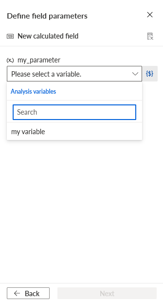 Specify a field parameter variable