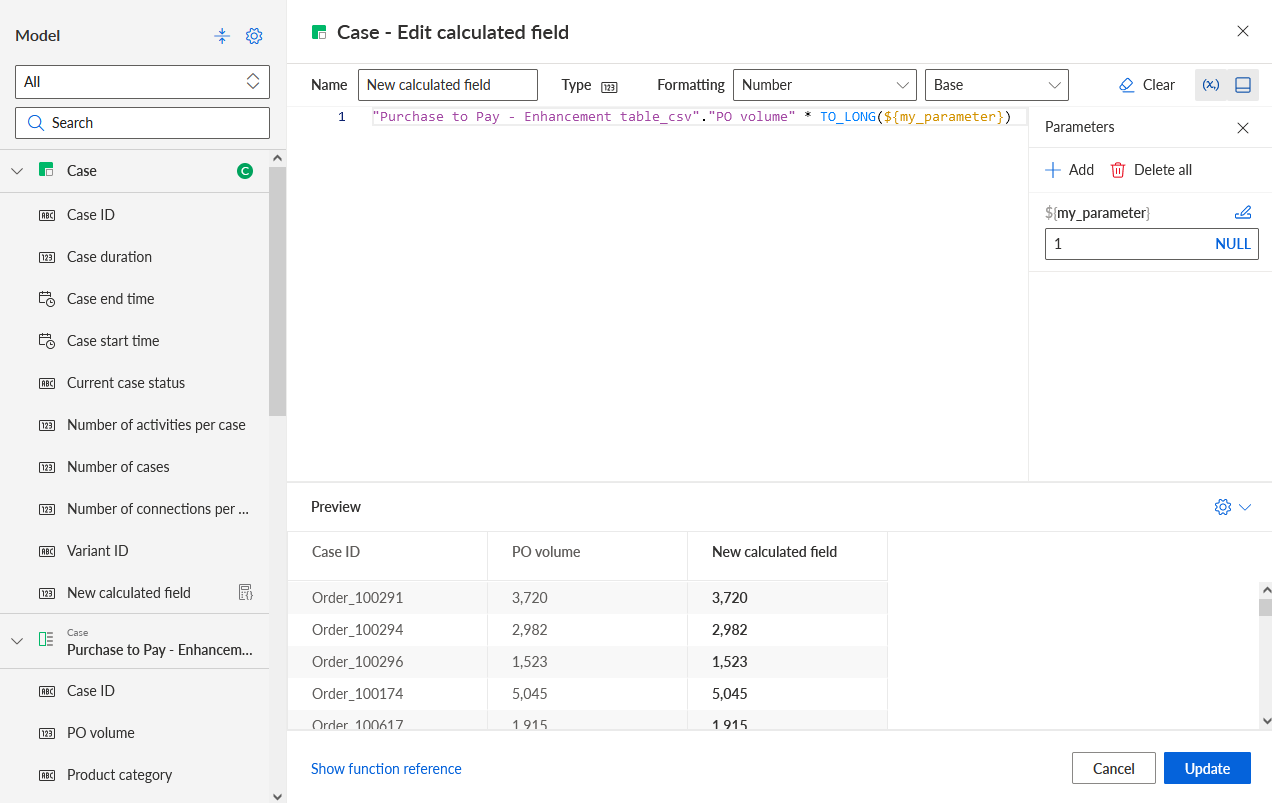 Calculated field with parameter