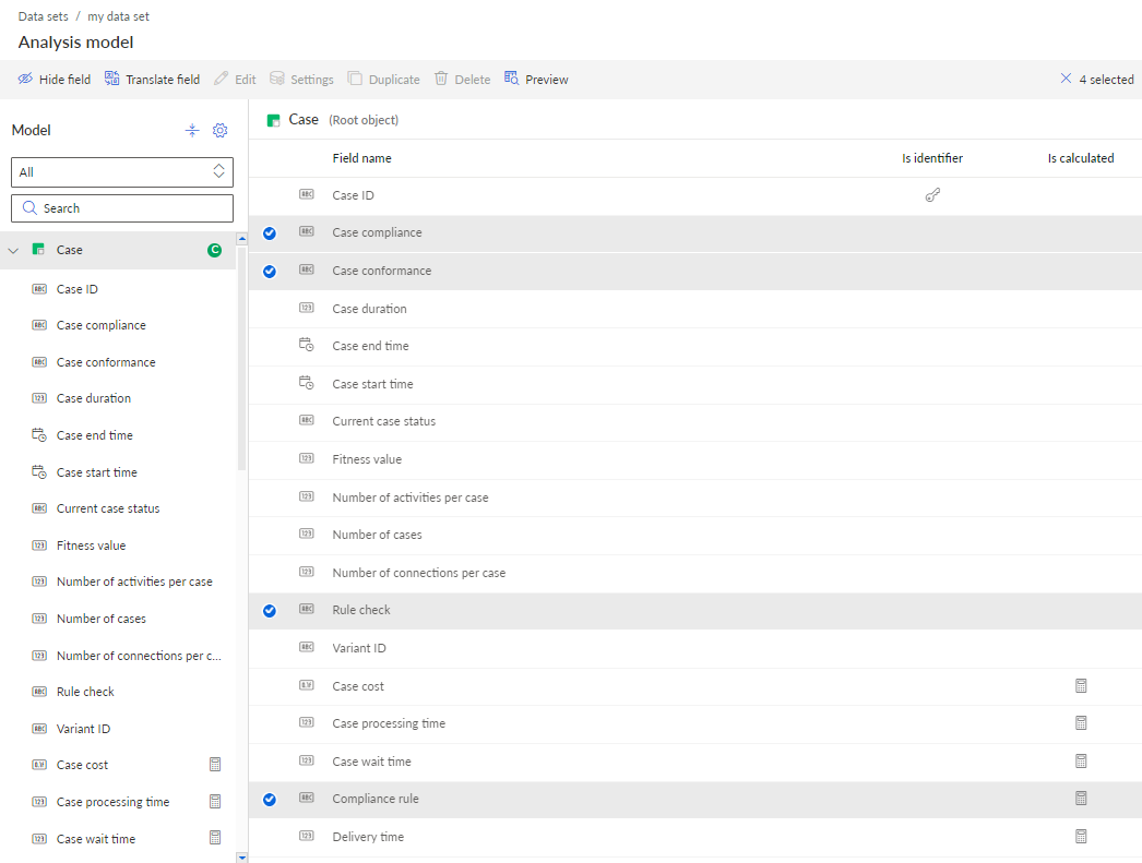 Standard compliance fields