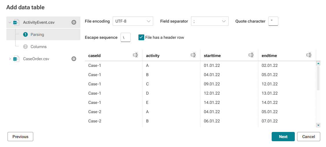 Configure parsing
