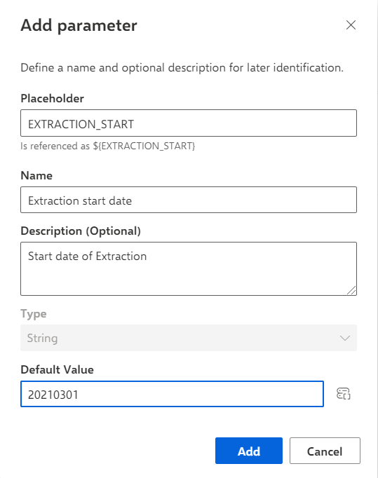 Parameter values