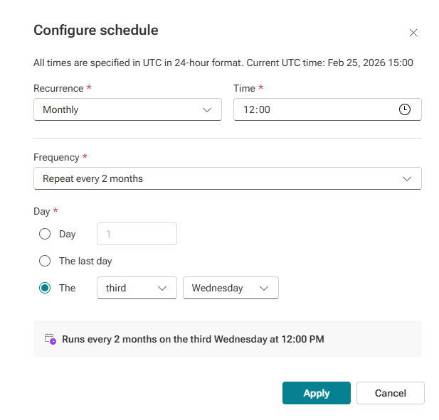 Automation schedule