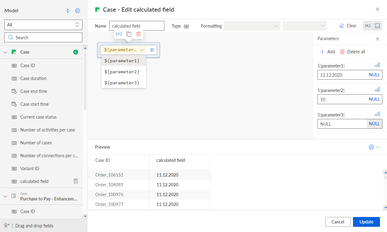 Field with parameter