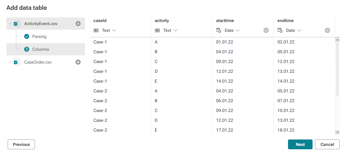Configure columns